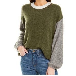 Madewell Color Block Wool Alpaca Blend Peasant Balloon Sleeve Pullover